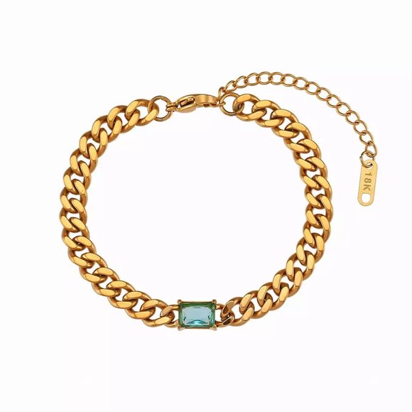 18k Gold Plating Cuban Bracelet Cubic Zerconia - Pick Color - Picture 7 of 8